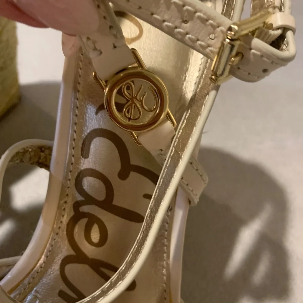 Sam Edelman Cream Platform High Wedge Sandals sz 8.5 M